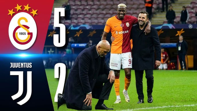 Juventus thua 2-5 trước Galatasaray ở lượt đi play-off Champions League