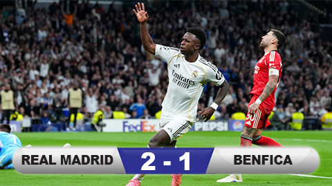  Kết quả Real Madrid 2-1 Benfica (chung cuộc 3-1): Los Blancos đi tiếp
