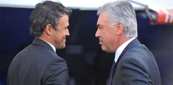 Hai HLV Enrique và Ancelotti đều có bộ sưu tập danh hiệu rất đồ sộ