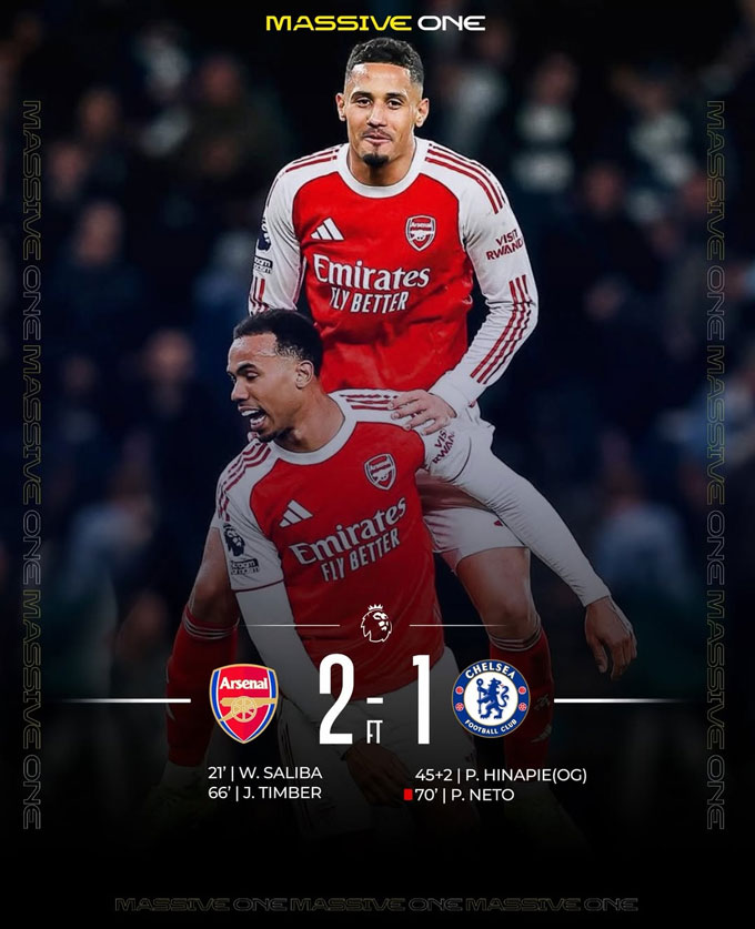 Arsenal đánh bại Chelsea với tỷ số 2-1