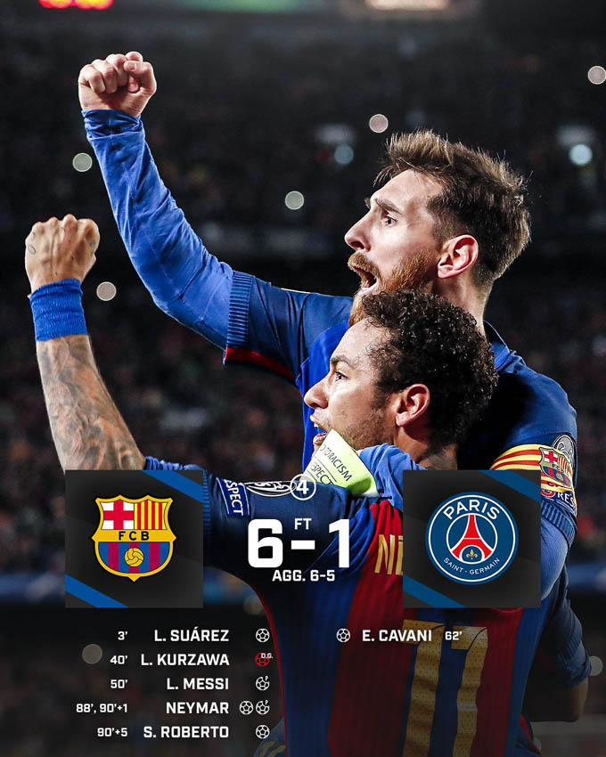 Barca từng có cú ngược dòng kinh điển trước PSG