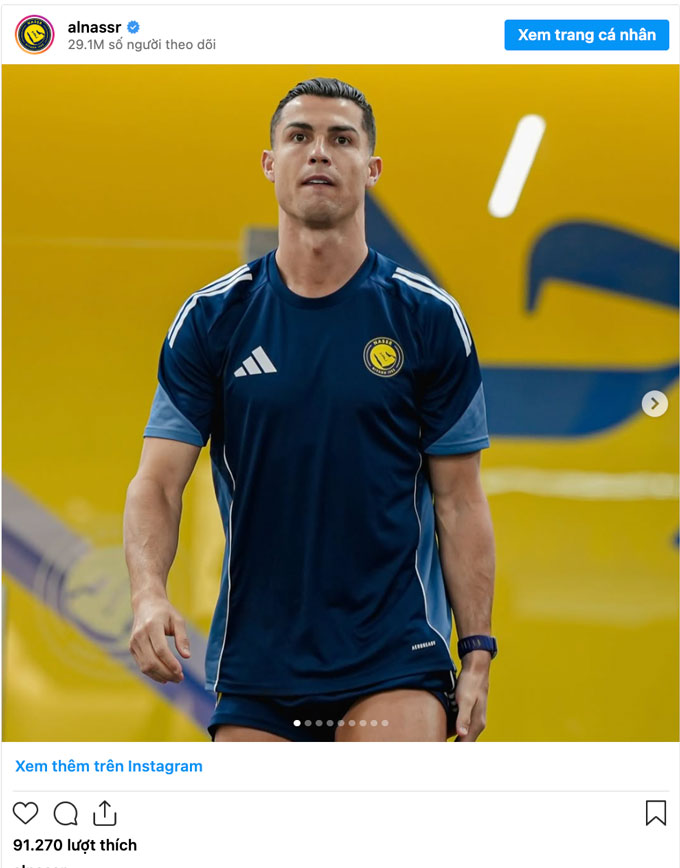 Al Nassr đăng ảnh Ronaldo vẫn đang tập luyện bình thường