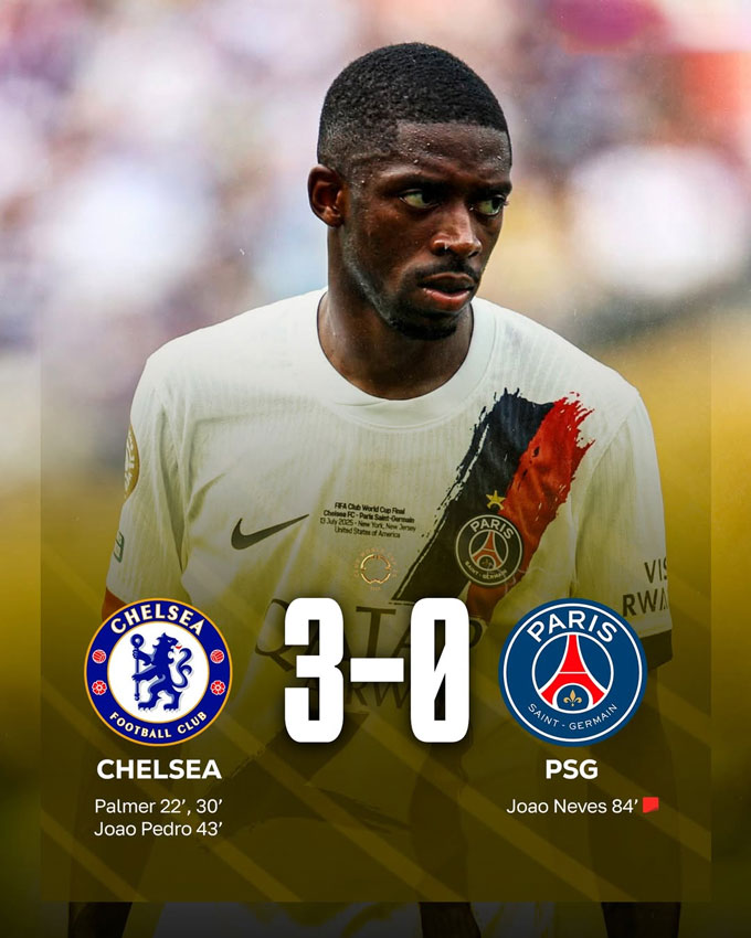 Dembele từng mất hút khi PSG thảm bại trước Chelsea ở chung kết FIFA Club World Cup 2025