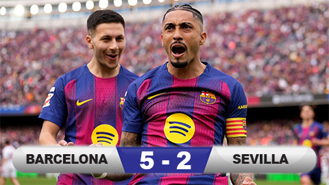  Kết quả Barca 5-2 Sevilla: Blaugrana tái lập cách biệt 4 điểm với Real Madrid