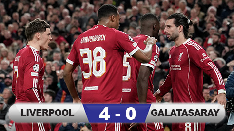  Kết quả Liverpool 4-0 Galatasaray (tổng tỷ số 4-1): Hồi sinh đúng lúc