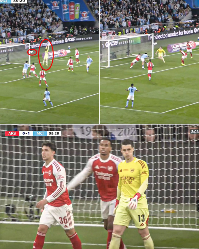 Kepa mắc sai lầm tai hại khiến Arsenal bị thủng lưới trước Man City - Ảnh: Twitter
