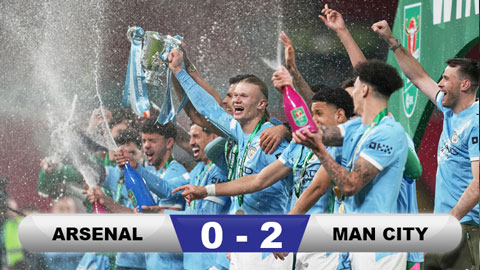  Kết quả Arsenal 0-2 Man City: Man xanh vô địch Cúp Liên đoàn