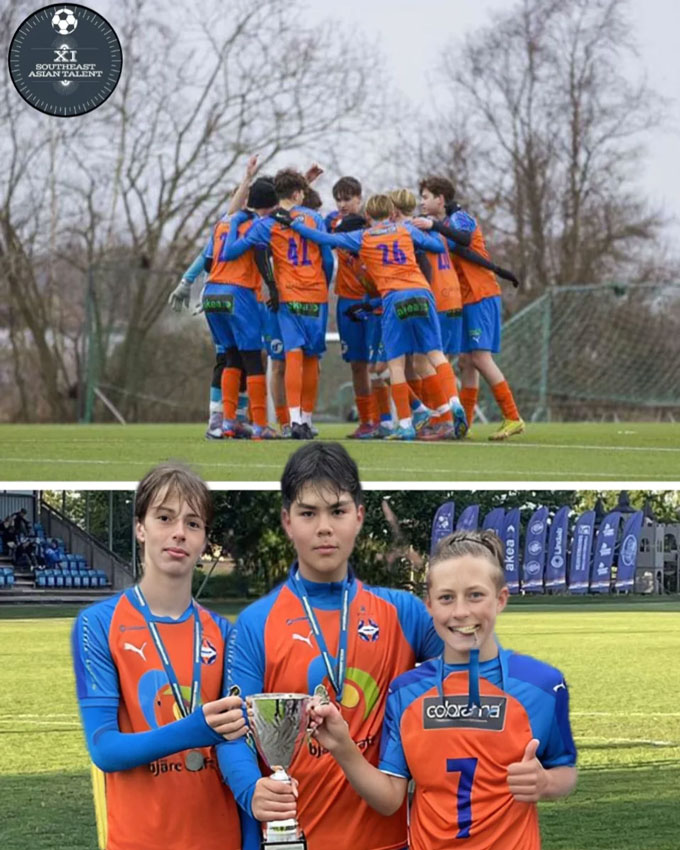 Johnny (giữa, ảnh dưới) cùng các đồng đội tại đội trẻ của Vejby IF. Ảnh: southeastasiantalent