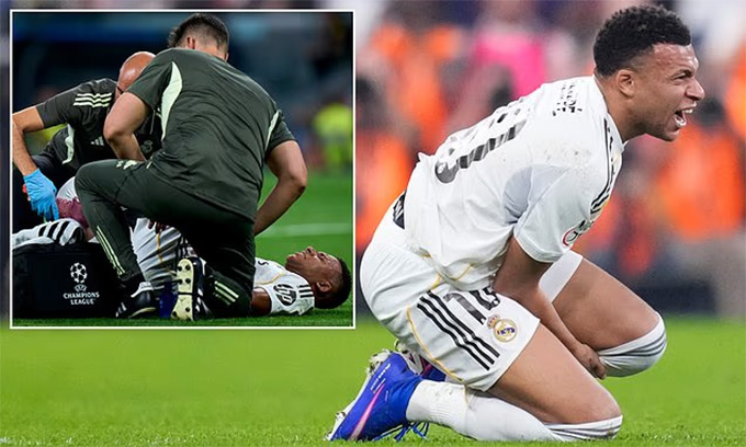 Kylian Mbappe bị đau đầu gối trái, nhưng bác sĩ Real Madrid lại đè gối phải của anh ra để chụp và kết luận không chấn thương