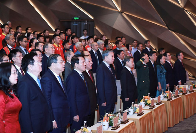 Tổng Bí thư Tô Lâm và các đại biểu dự buổi lễ - Ảnh: Báo Văn Hoá 