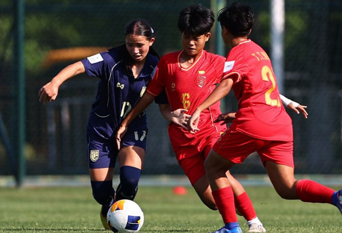 U17 nữ Thái Lan có 4 điểm sau 2 trận đấu. Ảnh: AFC