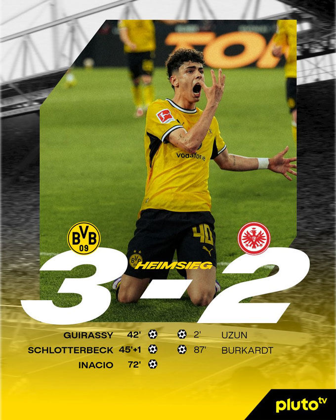 Dortmund đánh bại Frankfurt 3-2 - Ảnh: bvb.de