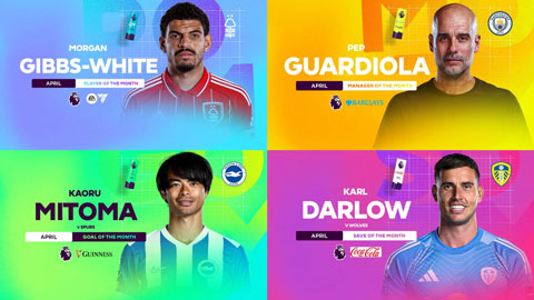  Pep Guardiola lại thắng lớn ở giải thưởng Ngoại hạng Anh tháng 4