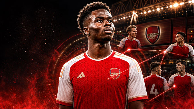 Saka đã là ngôi sao quan trọng bậc nhất của Arsenal ở tuổi 24