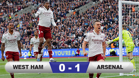  Kết quả West Ham 0-1 Arsenal: Pháo thủ tiến sát chức vô địch Ngoại hạng Anh