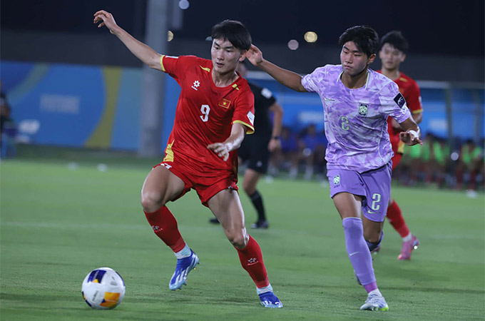 U17 Việt Nam vẫn nắm quyền tự quyết giành vé dự World Cup sau thất bại 1-4 trước Hàn Quốc - Ảnh: VFF 