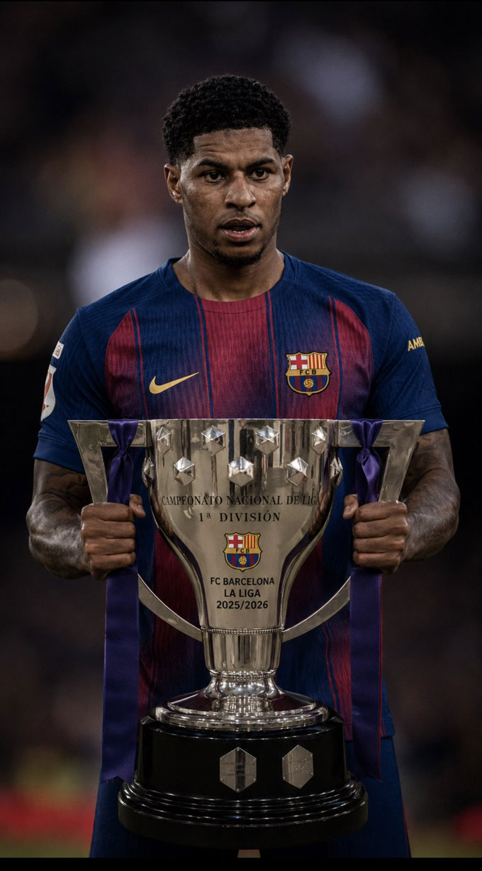 Rashford là cầu thủ Anh đầu tiên vô địch giải VĐQG Tây Ban Nha cùng Barca kể từ năm 1985 - Ảnh: @insanespotter