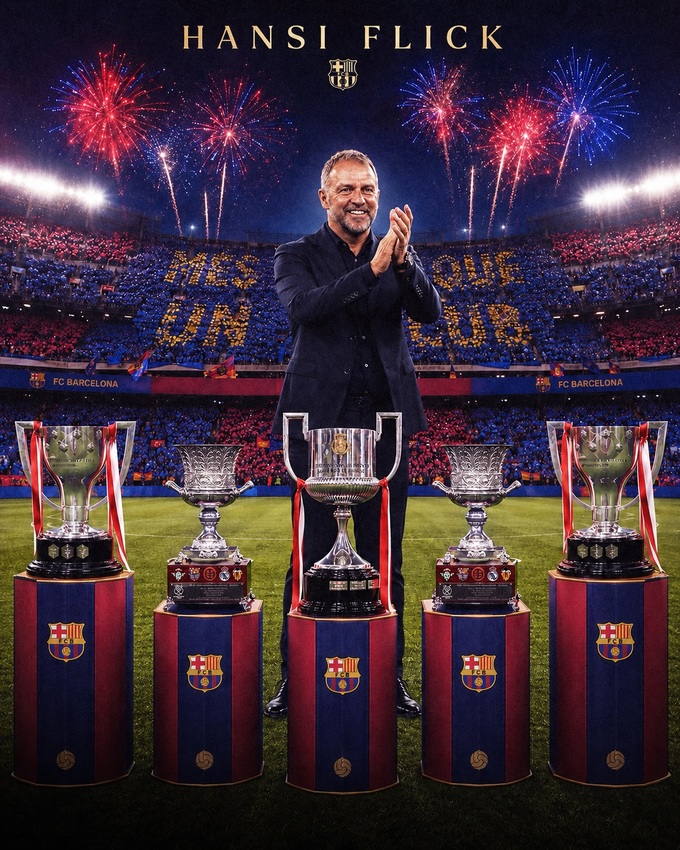 Chỉ trong 2 năm, Barca của Flick đã giành được 5 trên tổng số tối đa 6 danh hiệu quốc nội - Ảnh: Sportskeeda.