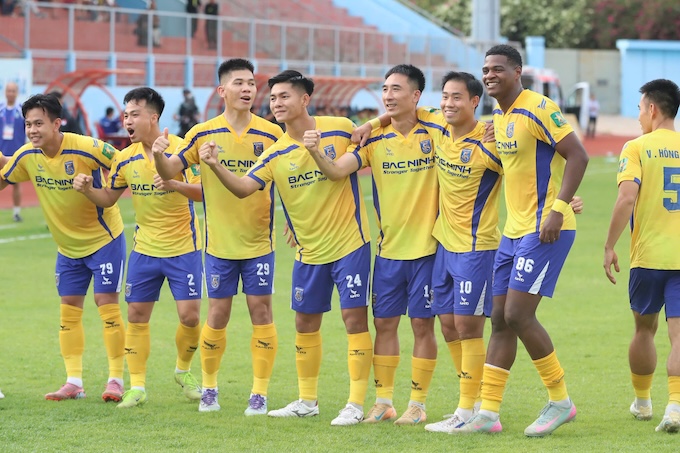 Niềm vui của Bắc Ninh khi có bàn thắng. Ảnh: CTV