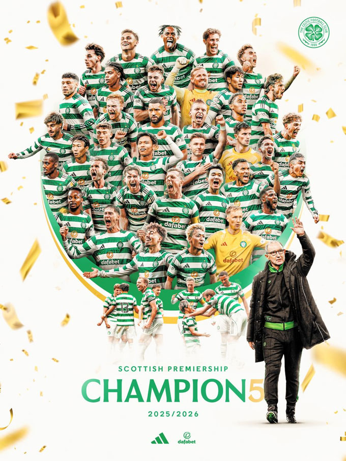 Celtic giành chức vô địch Scotland lần thứ 56 - Ảnh: @CelticFC