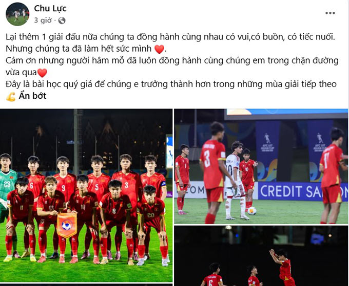 Nguyễn Lực xúc động cảm ơn người hâm mộ đã đồng hành cùng U17 Việt Nam