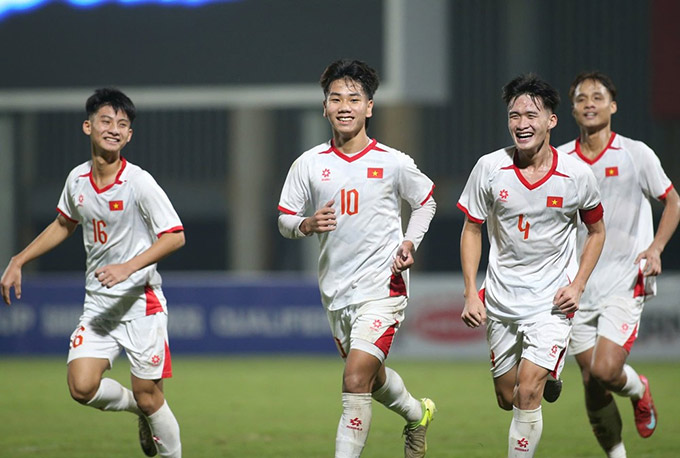 Niềm vui của các cầu thủ U17 Việt Nam