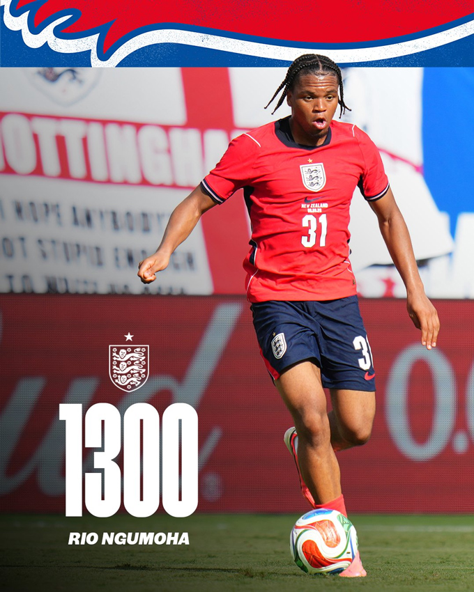 Ngumoha là cầu thủ thứ 1300 khoác áo tuyển Anh - Ảnh: @England