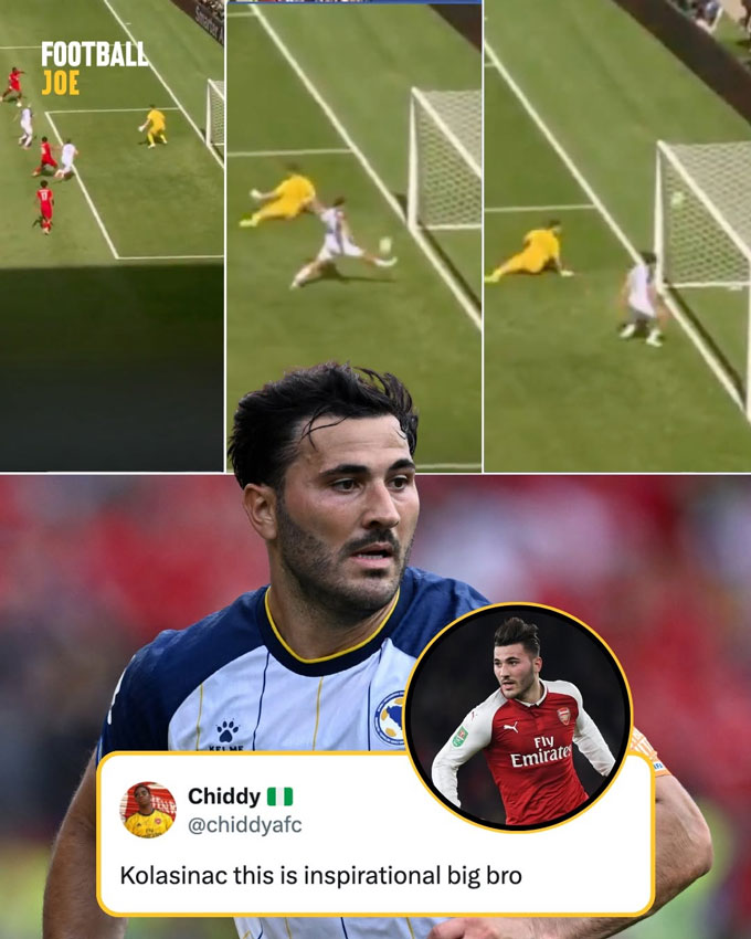 Kolasinac có pha cứu thua xuất thần - Ảnh: Football JOE