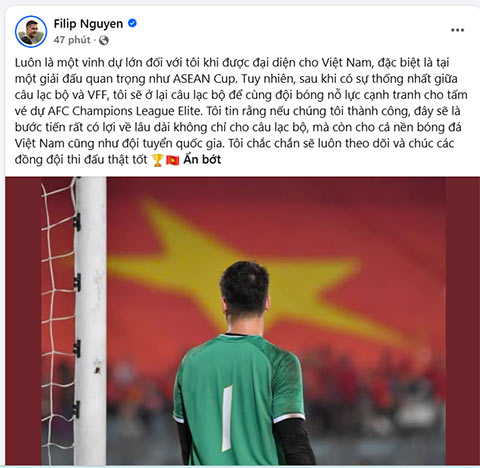 Nguyễn Filip trải lòng khi không cùng ĐT Việt Nam dự AFF Cup