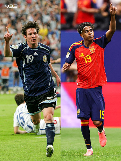 Yamal vượt qua Messi trong danh sách các cầu thủ trẻ nhất từng ghi bàn tại World Cup - Ảnh: 433