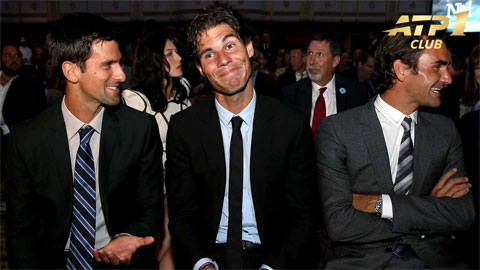 Bộ ba huyền thoại, lần lượt từ trái qua, Djokovic, Nadal và Federer đã thống trị ATP nhiều năm liền