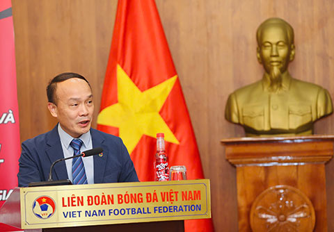 Tổng Thư ký VFF Nguyễn Văn Pú kỳ vọng VCK U17 Quốc gia - Cúp Rồng Đỏ 2026 sẽ phát hiện thêm nhiều T năng cho bóng đá Việt Nam. Ảnh: Đức Cường