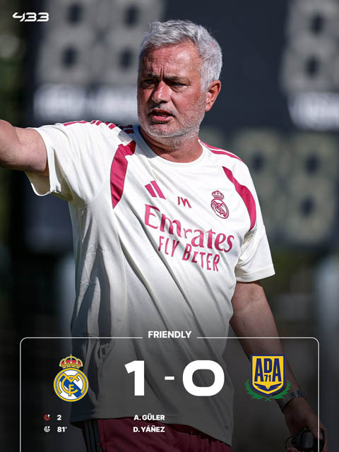 Mourinho thắng đội hạng 3 ở trận giao hữu đầu tiên cùng Real Madrid