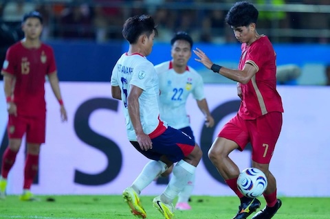 Lào (áo đỏ) đã phải sớm chia tay AFF Cup 2026 - Ảnh: AFF 
