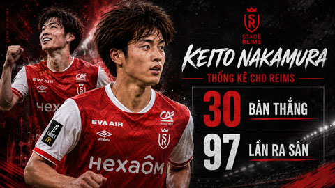 Nakamura thi đấu tốt nhưng chưa thể giúp Reims trở lại Ligue 1 - Ảnh: AI