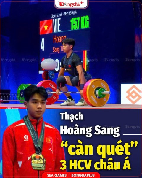 Thạch Hoàng Sang hoàn tất cú hat-trick HCV ở hạng cân 65 kg nam tại giải trẻ châu Á