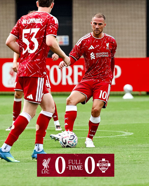 Liverpool hòa 0-0 với Como ở trận giao hữu kín - Ảnh: @LFC