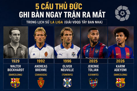 Adeyemi là cầu thủ Đức thứ năm ghi bàn ngay trong trận ra mắt tại giải đấu cao nhất Tây Ban Nha