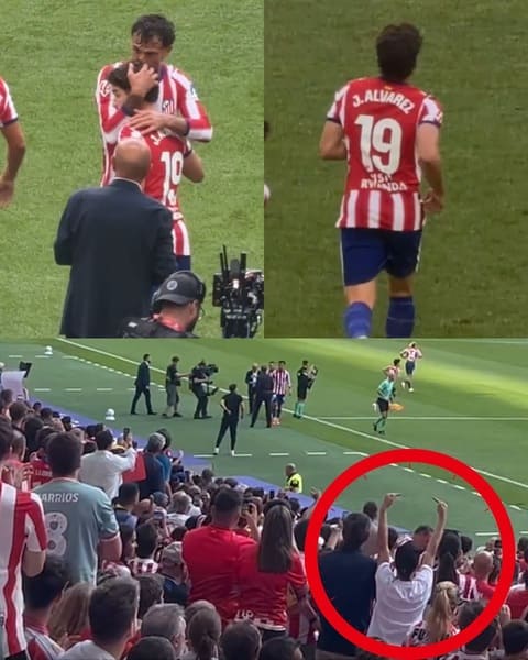 Các CĐV Atletico thể hiện thái độ thù địch khi Julian Alvarez vào sân. Ảnh: Facebook