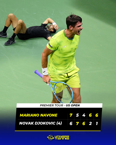 Djokovic gục ngã trước Navone - Ảnh: @UniversTennis