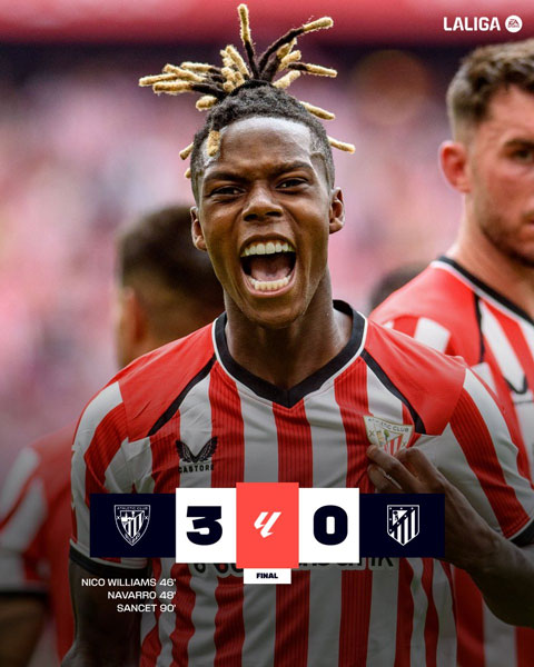 Bilbao có chiến thắng tưng bừng trên sân nhà - Ảnh: @LaLiga