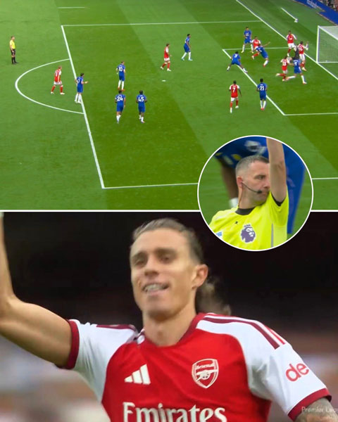 Calafiori đưa được bóng vào lưới Chelsea nhưng trọng T không công nhận bàn thắng - Ảnh: Sportskeeda