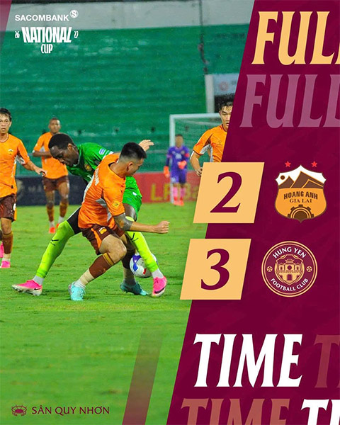 HAGL thất bại 2-3 ngay trên sân nhà trước đội hạng Nhất Hưng Yên - Ảnh: Hưng Yên FC 