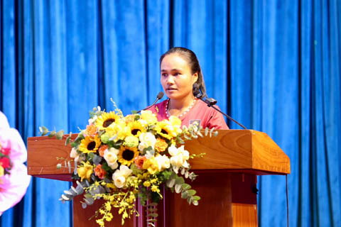 Thươn - một trong những nữ cầu thủ chơi hay nhất của Đăk Đoa ở Giải bóng đá nữ các dân tộc thiểu số Việt Nam VTV Cup
