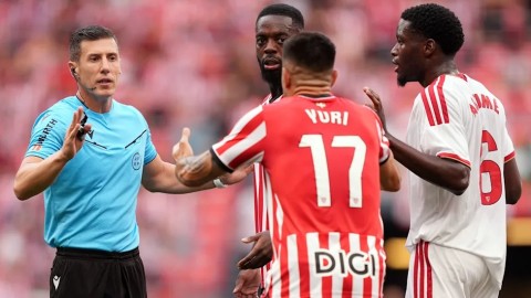 Hậu vệ trái Yuri Berchiche của Bilbao bị đuổi oan nhưng vẫn bị giữ nguyên án phạt. Ảnh: Yahoo Sports