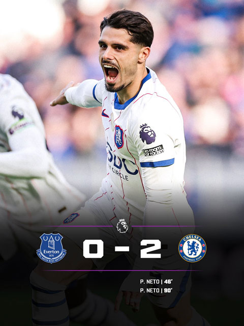 Neto ghi cả 2 bàn giúp Chelsea đánh bại Everton