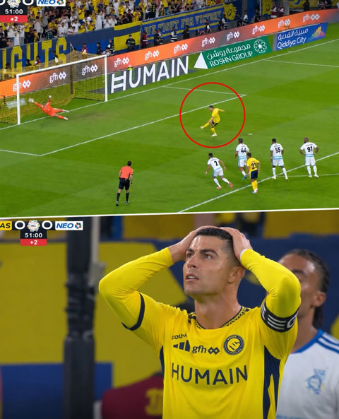 Ronaldo đá hỏng phạt đền ở trận đấu giữa Al Nassr và NEOM