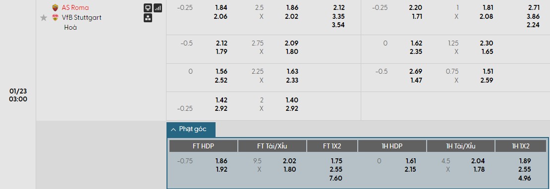 Nhật định phạt góc AS Roma vs Stuttgart, 3h ngày 23/01 - Ảnh 1
