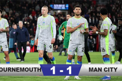Kết quả Bournemouth 1-1 Man City: The Citizens dâng cúp cho Arsenal