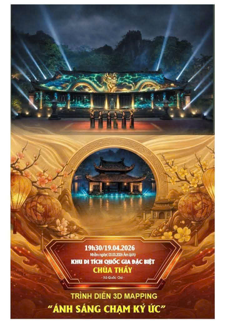  Lễ hội Chùa Thầy 2026: Chạm miền ký ức với chương trình nghệ thuật đặc sắc kết hợp với công nghệ 3D Mapping...